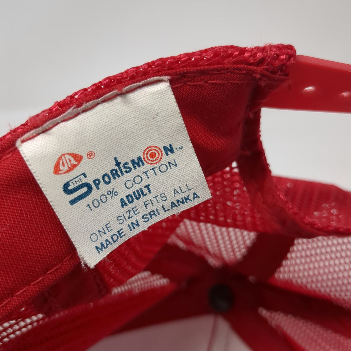 Sportsman Trucker Hat Red One Size Big Service Jensen Utah Mesh Snapback Graphic