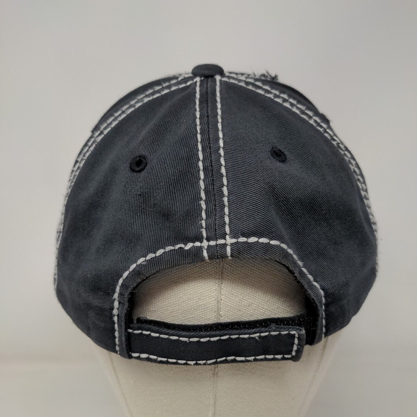 Be Kind Strapback Hat Blue One Size Embroidered 6 Panel Distressed