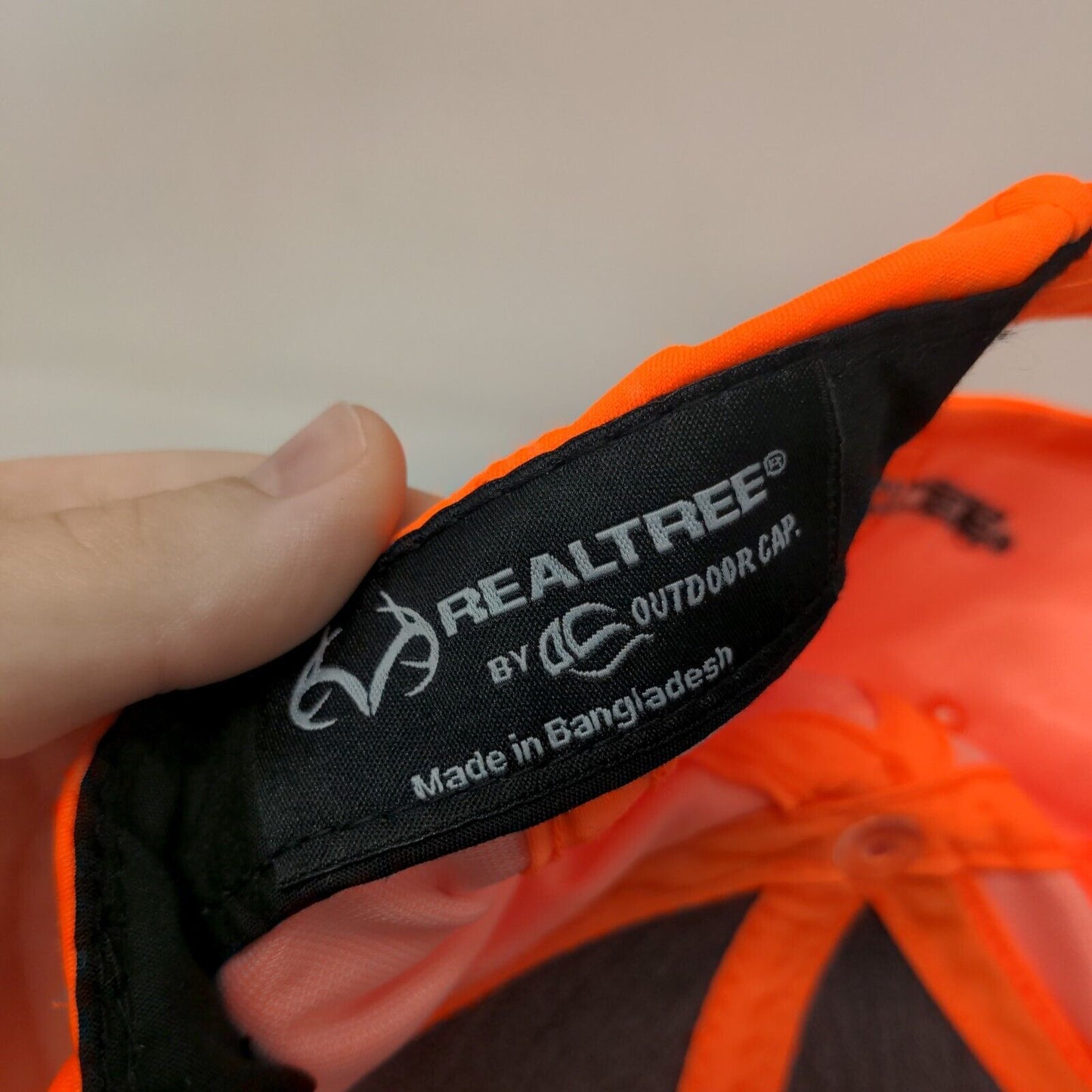 Realtree Strapback Hat Orange One Size Embroidered Logo 6 Panel Outdoor Cap