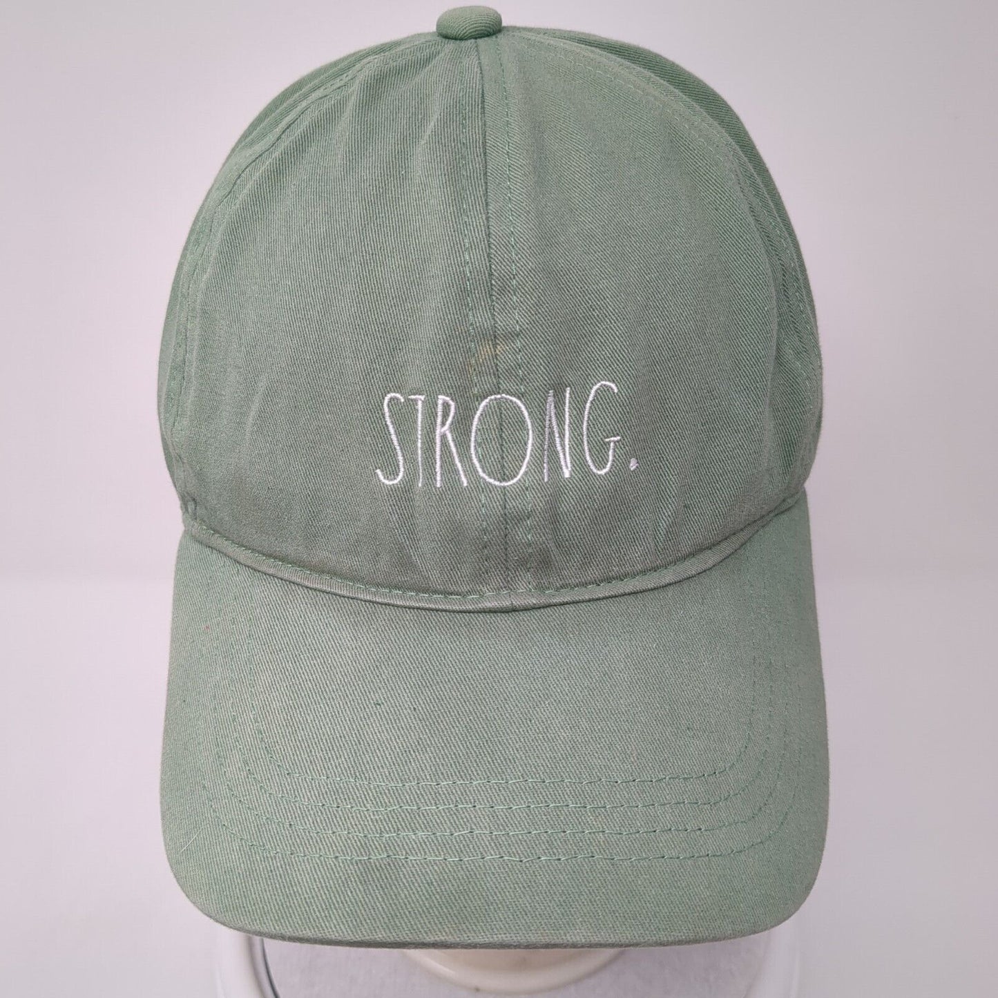 Strong Slideback Hat Green One Size Embroidered Rae Dunn Solid 6 Panel