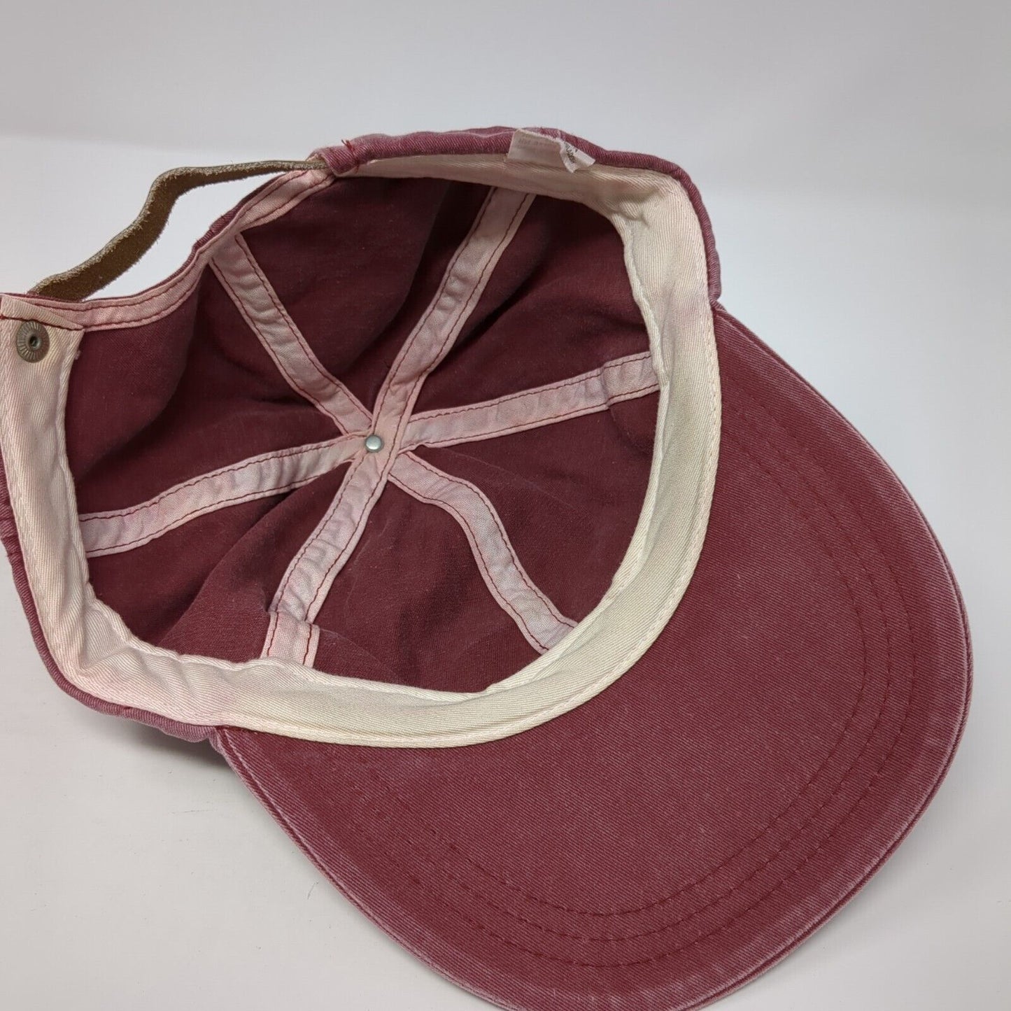 Medugorje MD Slideback Hat Red One Size Adjustable Leather Strap Solid