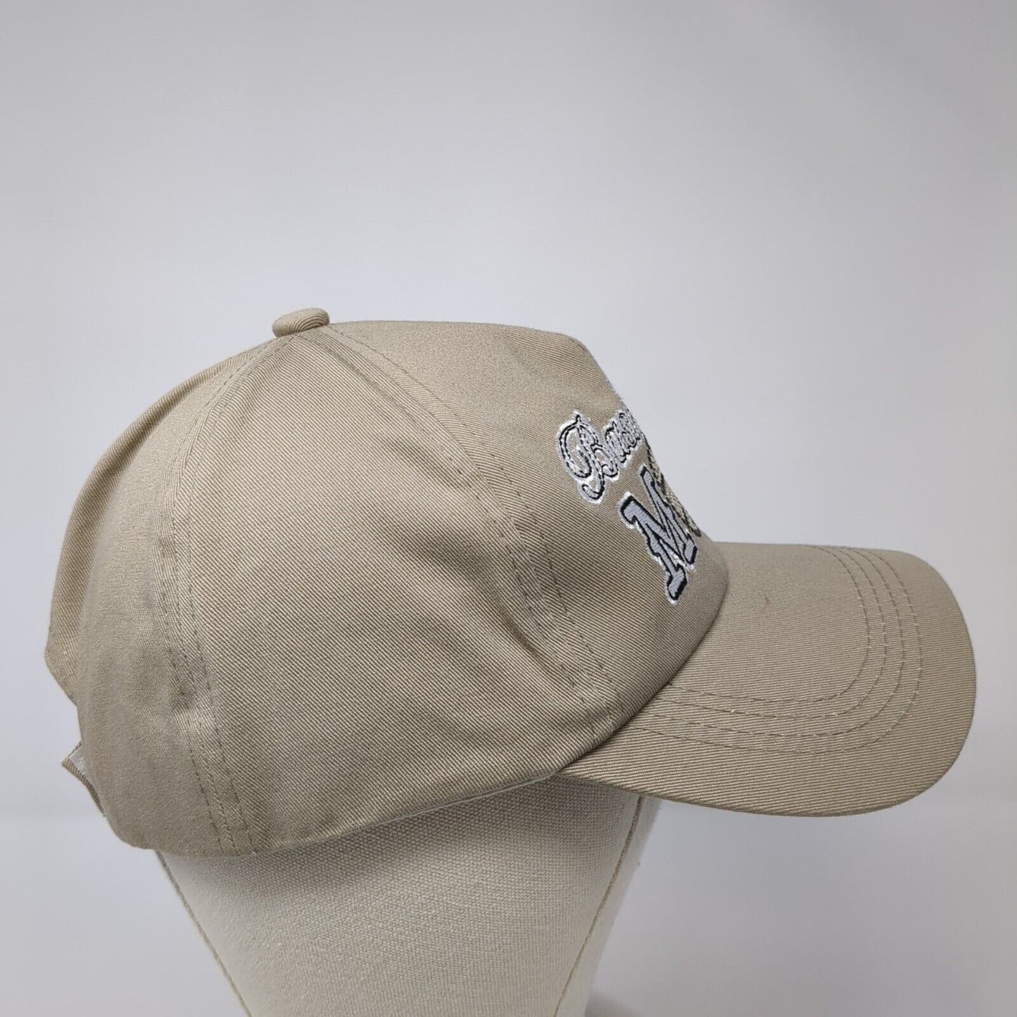 Basketball Mom Strapback Hat Tan One Size Adjustable Solid Rhinestone