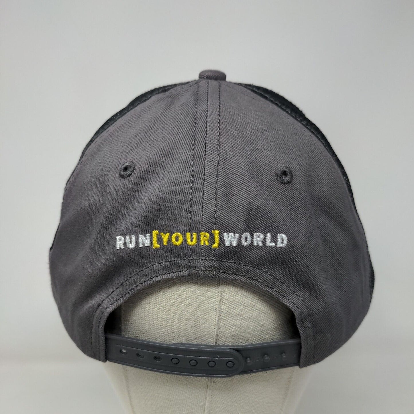 John Deere Snapback Hat Gray OSFA Mesh Trim Run Your World Colorblock