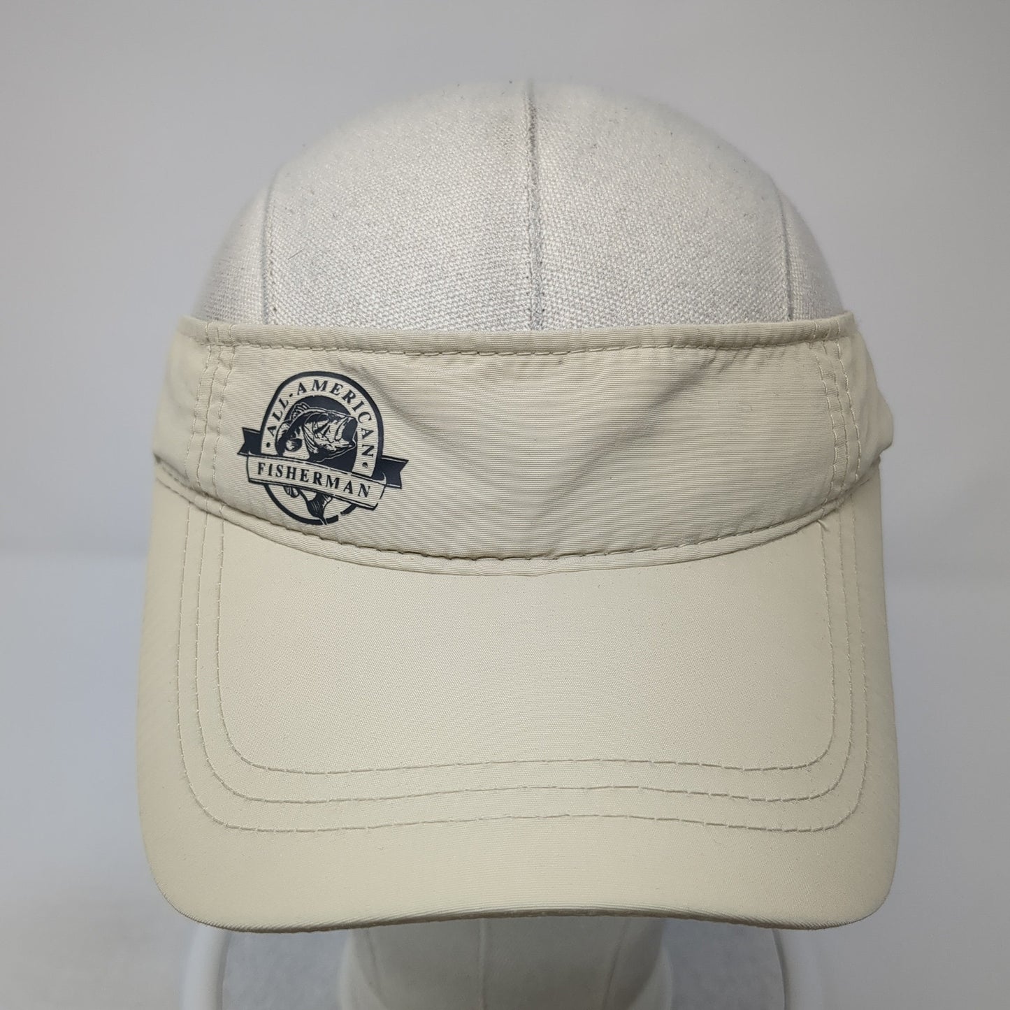 All American Fisherman Sun Visor Hat Beige One Size Adjustable Strap Signatures
