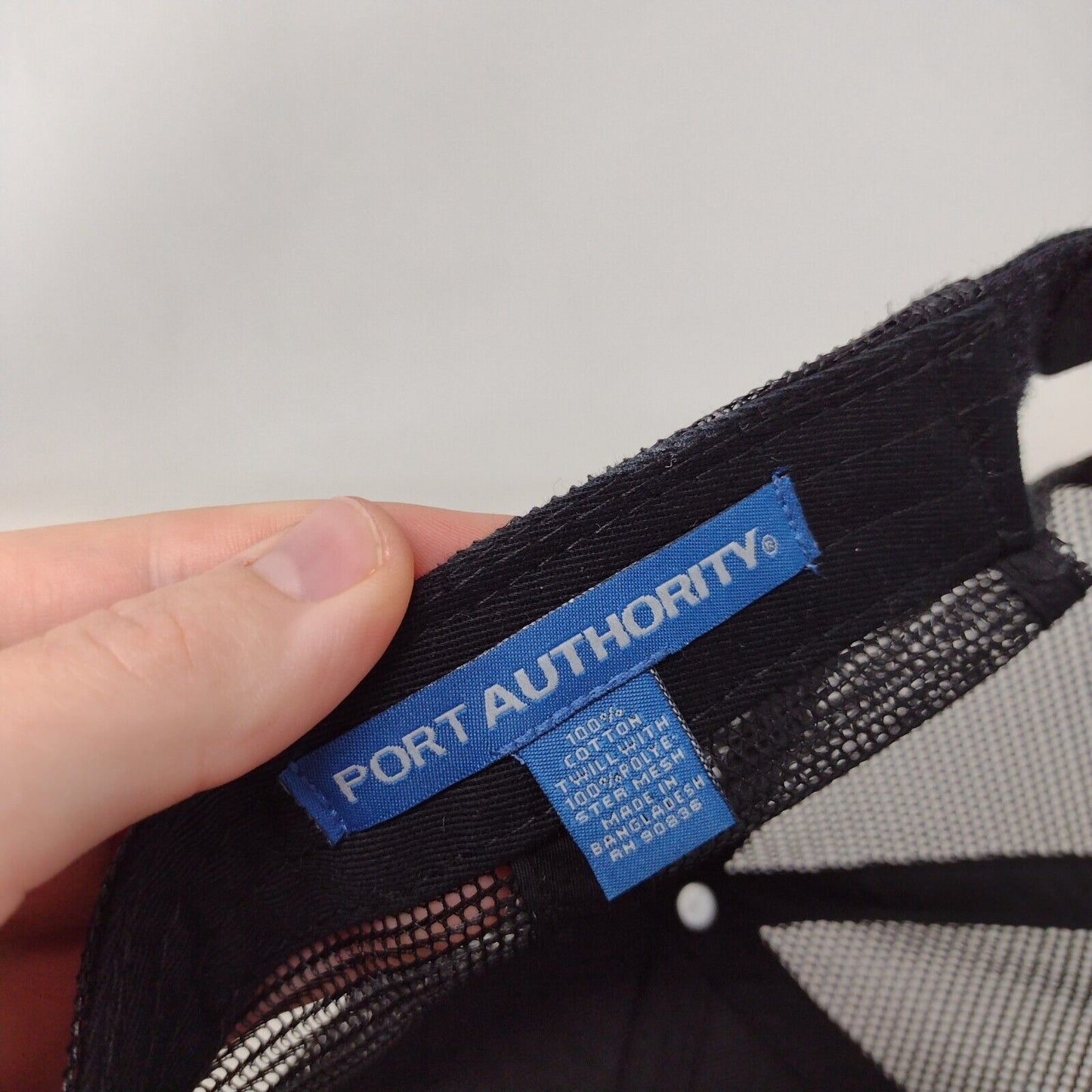 Port Authority Strapback Trucker Hat Black One Size Adjustable Mesh Back 6 Panel