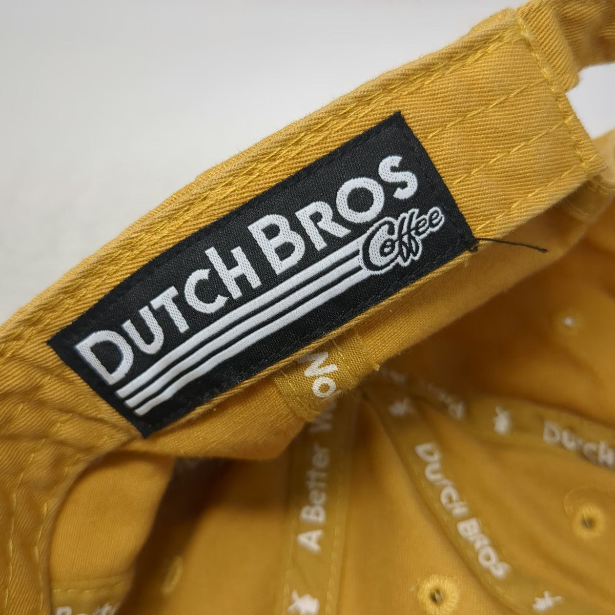 Dutch Bros Baseball Cap Yellow One Size Just Brew It Hat Slideback Blue Cotton