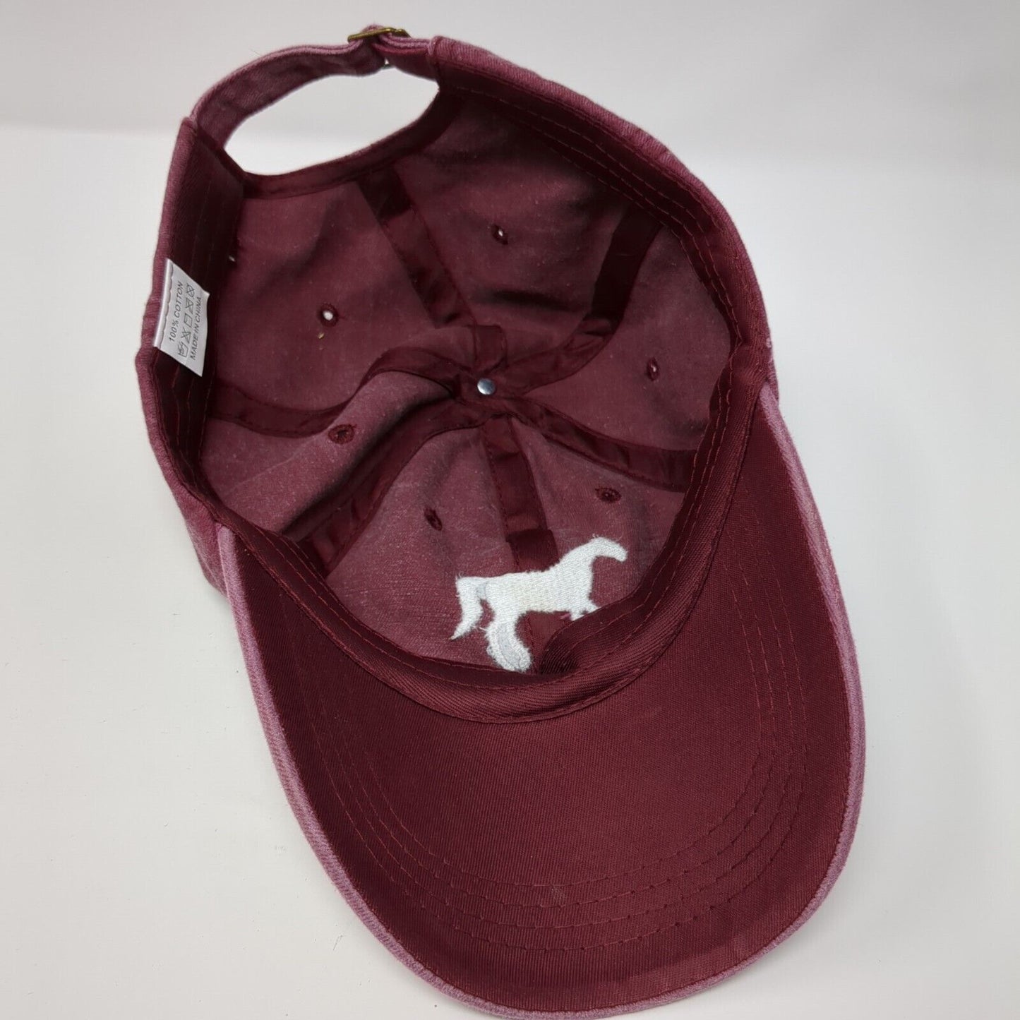 Horse Slideback Hat Red One Size Embroidered Adjustable Vent Holes