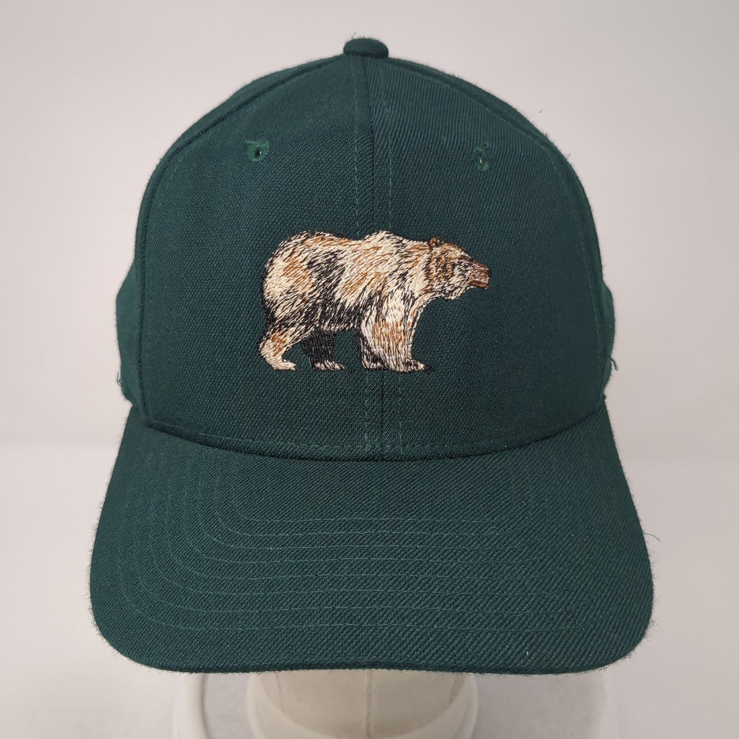 Grizzly Bear Fitted Hat Green One Size Embroidered Flexfit Yupoong