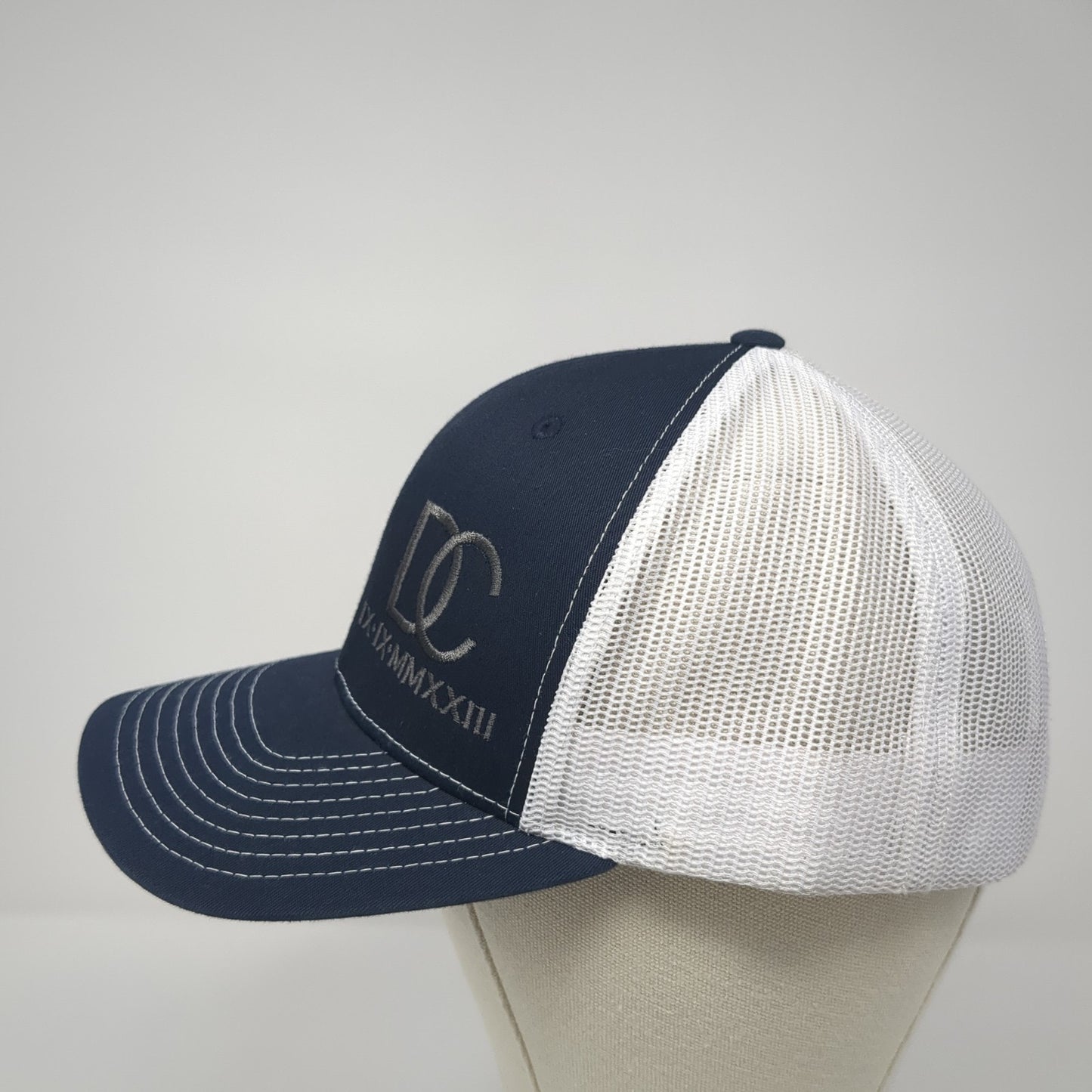 DC IX-IX-MMXXIII Snapback Trucker Hat Blue One Size Mesh Back Adjustable