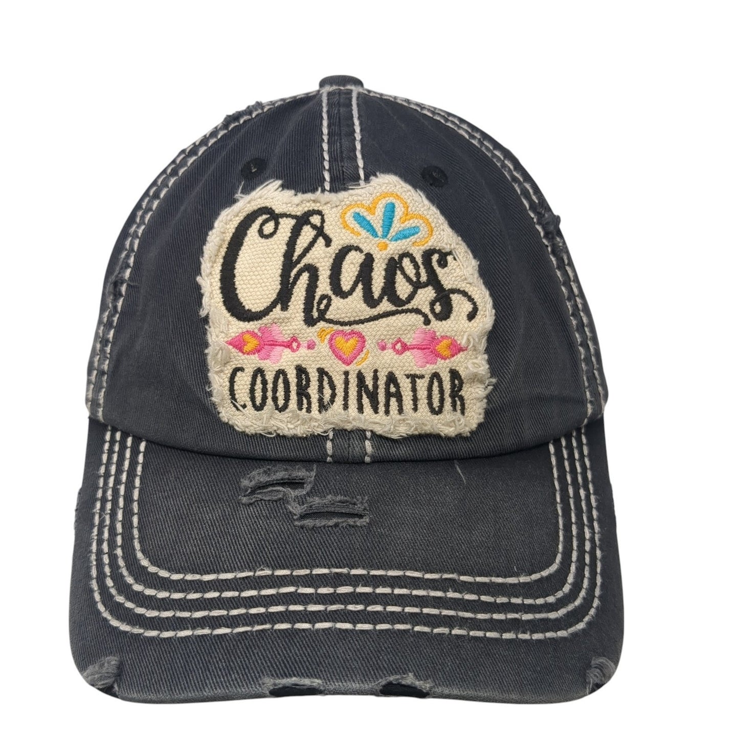 Chaos Coordinator Strapback Hat Gray One Size Adjustable Distressed