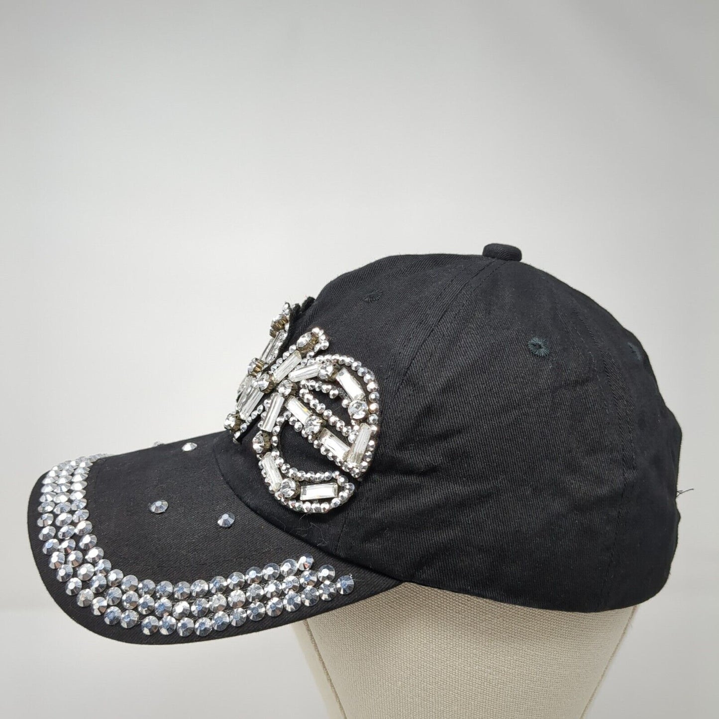 Love Slideback Hat Black One Size Adjustable Bling Embellished 6 Panel
