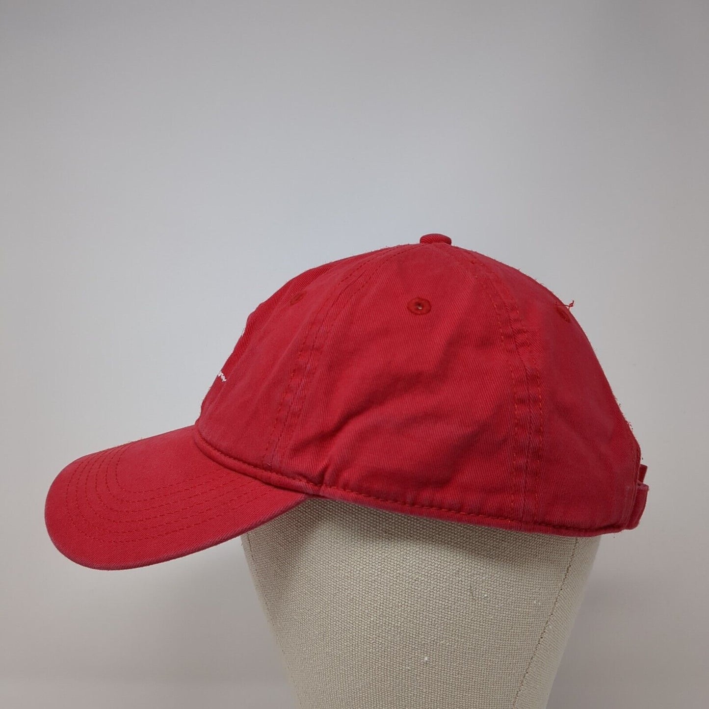 Champion Slideback Hat Red One Size Adjustable Embroidered Vented Holes 6 Panel