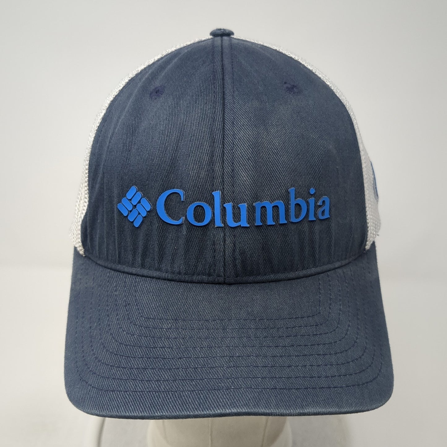 Columbia Fitted Trucker Hat Blue One Size Lightweight Embroidered Mesh Back