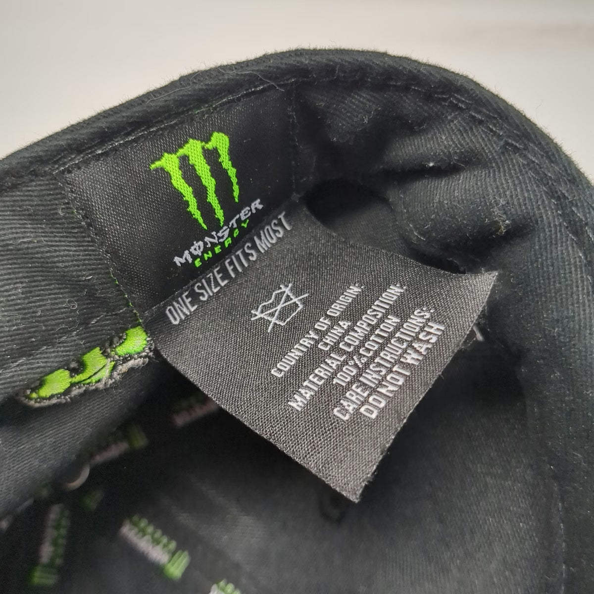 Monster Energy Snapback Black Green One Size Hat Flat Brim Embroidered Logo Claw