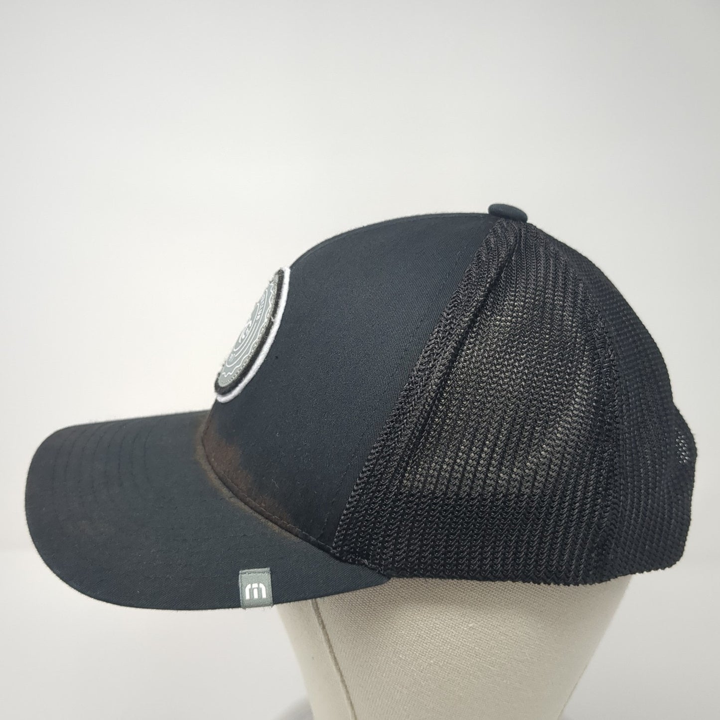 The River Club Patch Snapback Mesh Back Trucker Hat Black One Size Yupoong