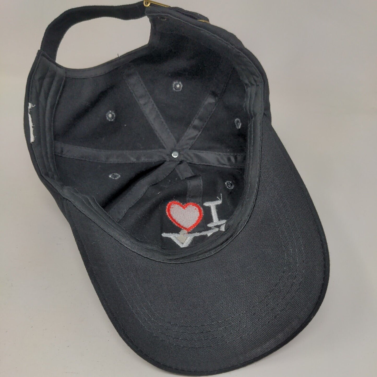 I Love NY Slideback Hat Black One Size Embroidered Adjustable 6 Panel