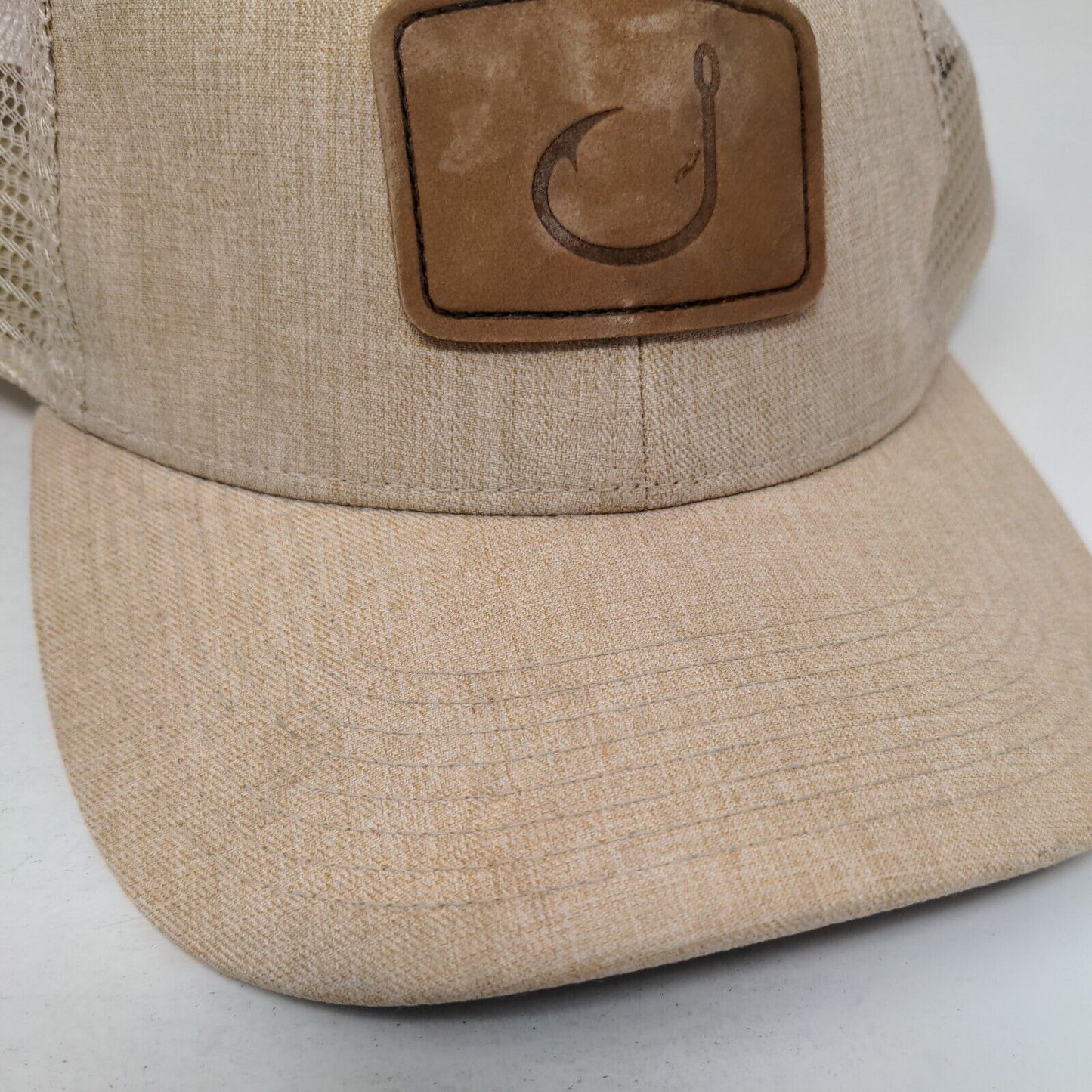 Avid Snapback Trucker Hat Tan OSFM Adjustable Mesh Back 6 Panel Polyester
