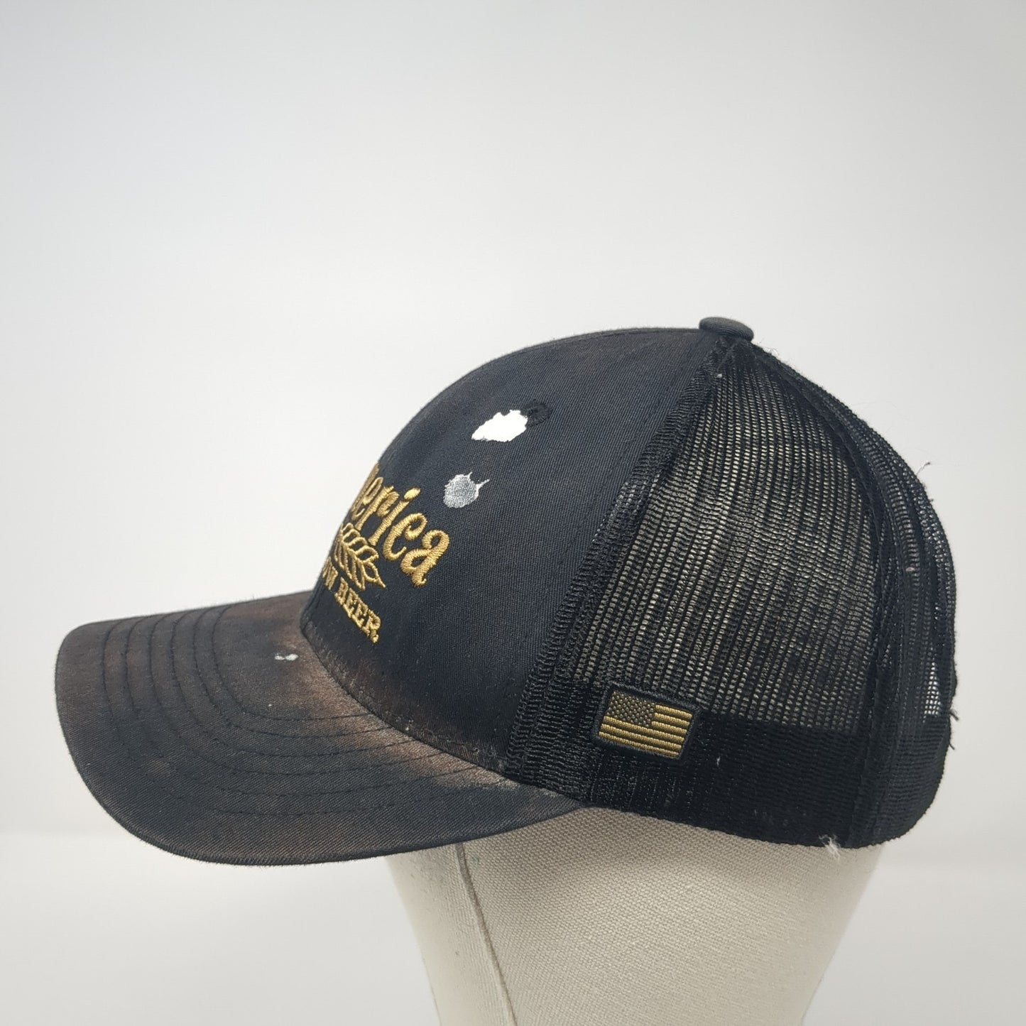 America We Grow Beer Snapback Trucker Hat Black One Size Mesh Back Rural Cloth