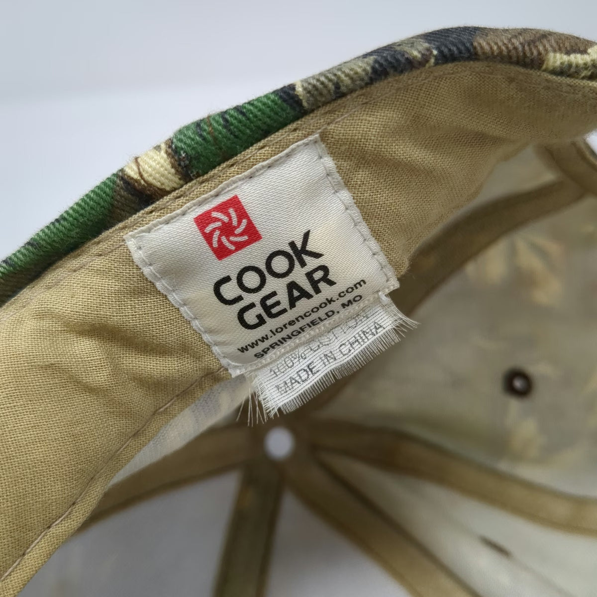 Cook Gear Baseball Cap Green Camo OS Slideback Leaf Pattern Embroidered Hat