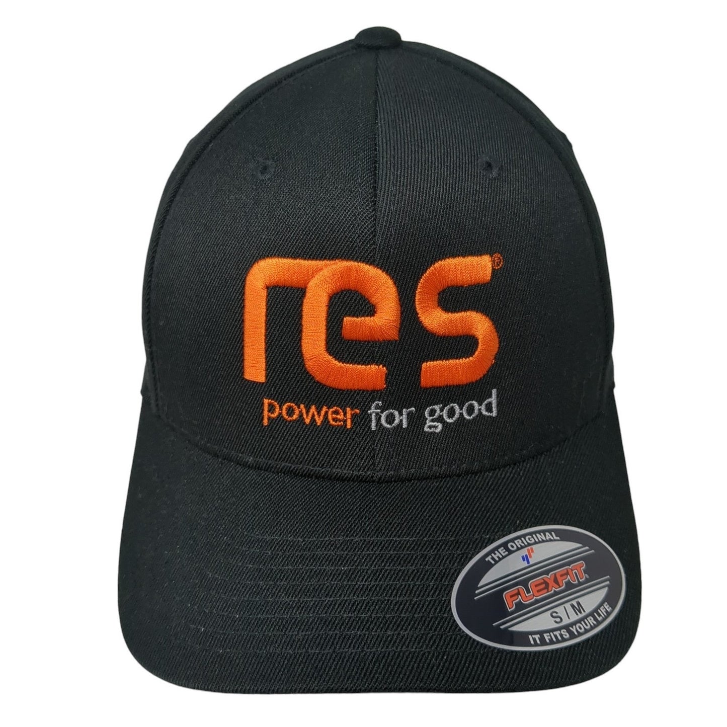 RES Power For Good Logo Fitted Hat Black Medium Embroidered Flexfit