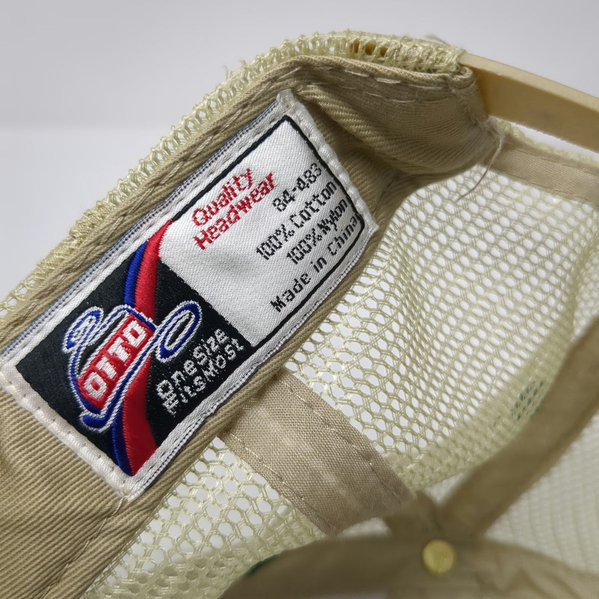 Otto Trucker Hat Beige Green One Size Farm Bureau Insurance Logo Mesh Snapback