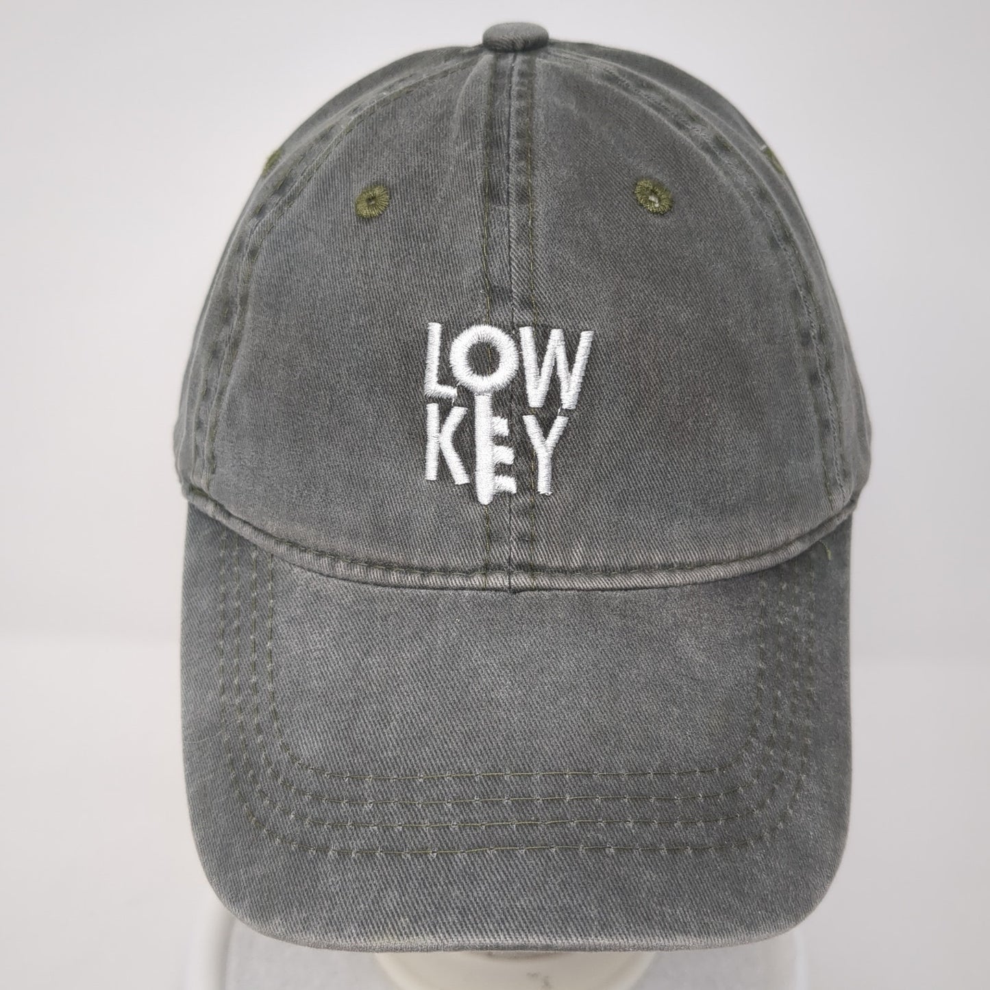 Low Key Slideback Baseball Cap Green One Size Adjustable Embroidered 6 Panel