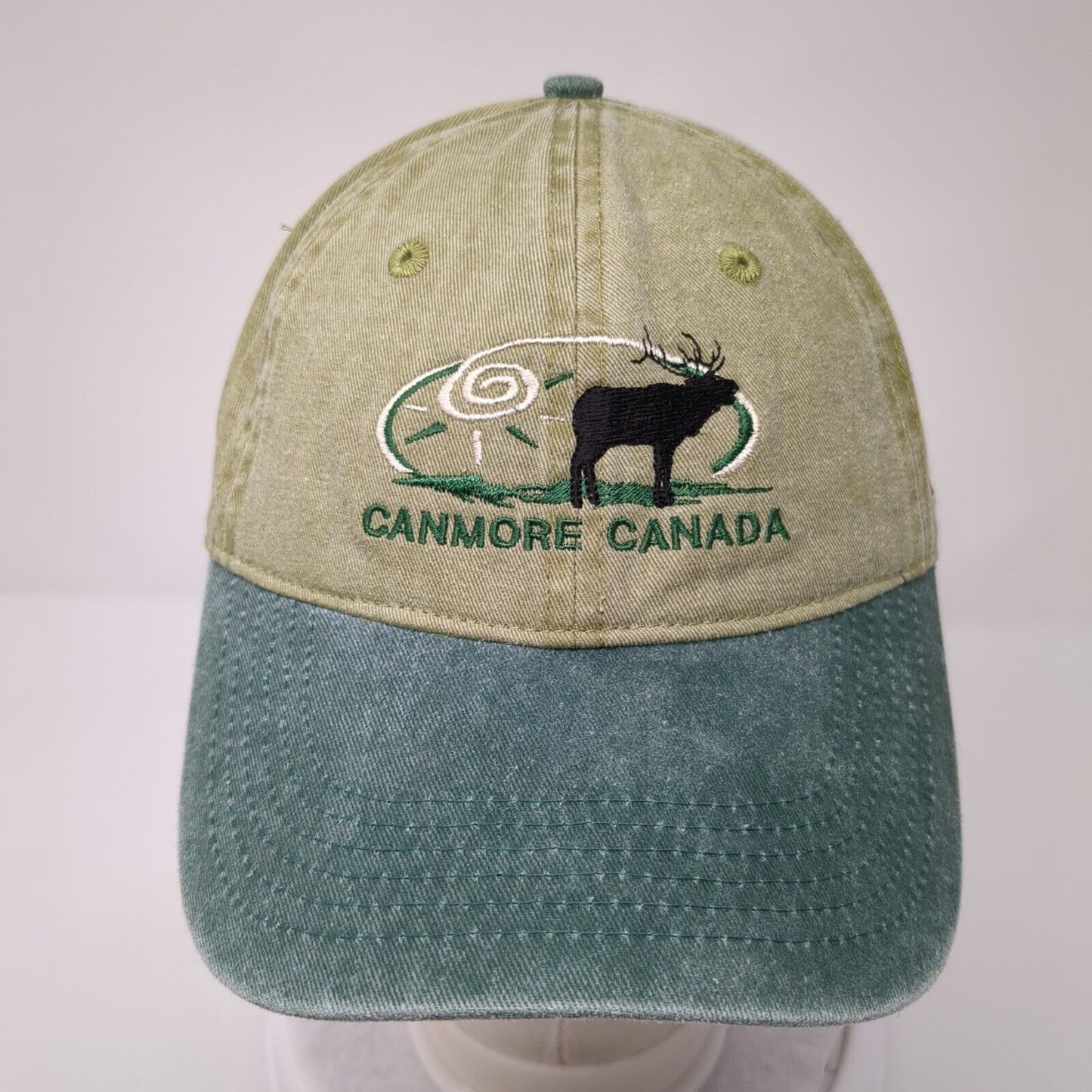 Canmore Canada Adult Slideback Hat Green OS Adjustable Embroidered Patriotic
