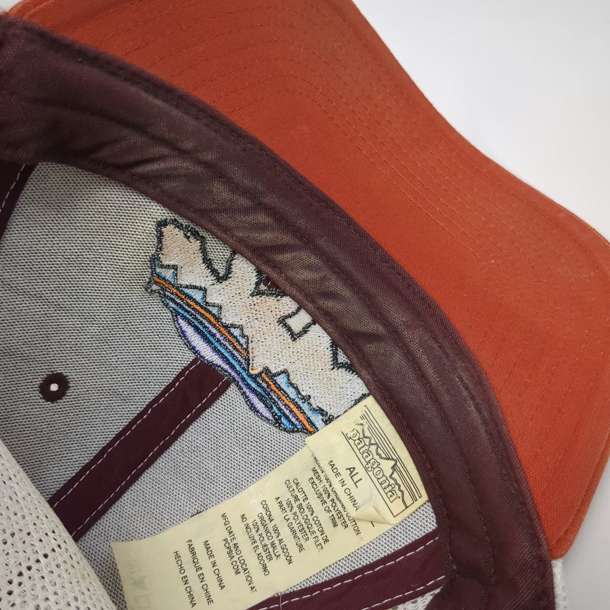 Patagonia Trucker Hat Brown Orange White OSFM Mesh Back Bear Mountain Snapback