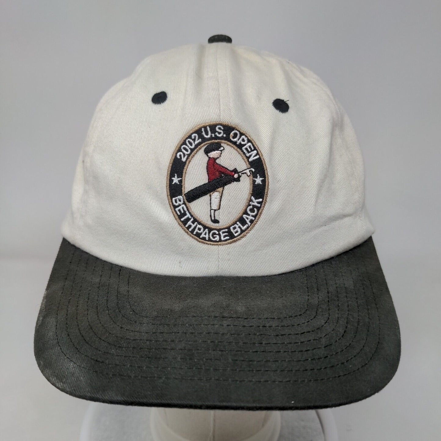 2002 US Open Bethpage Black Slideback Hat Cream One Size USGA Vintage Made USA