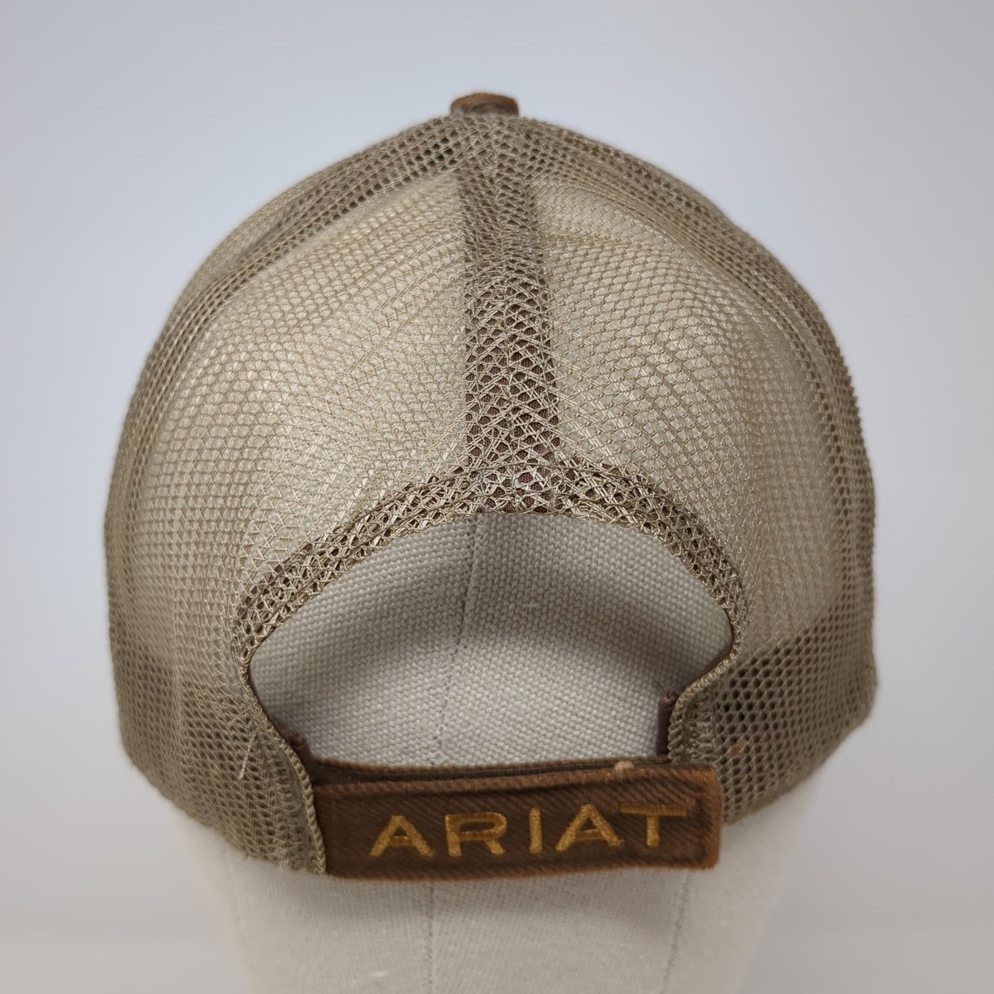 Ariat Strapback Mesh Back Trucker Hat Brown One Size Embroidered Logo