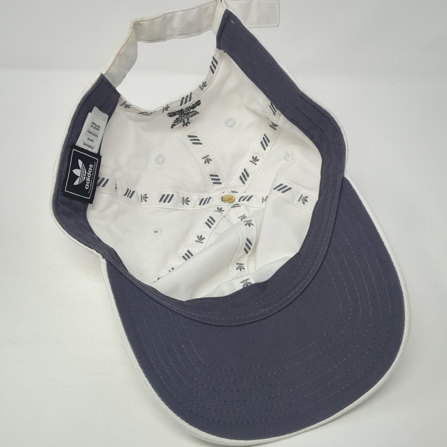 Adidas Trefoil Slideback Hat White One Size Adjustable Solid Vent Holes