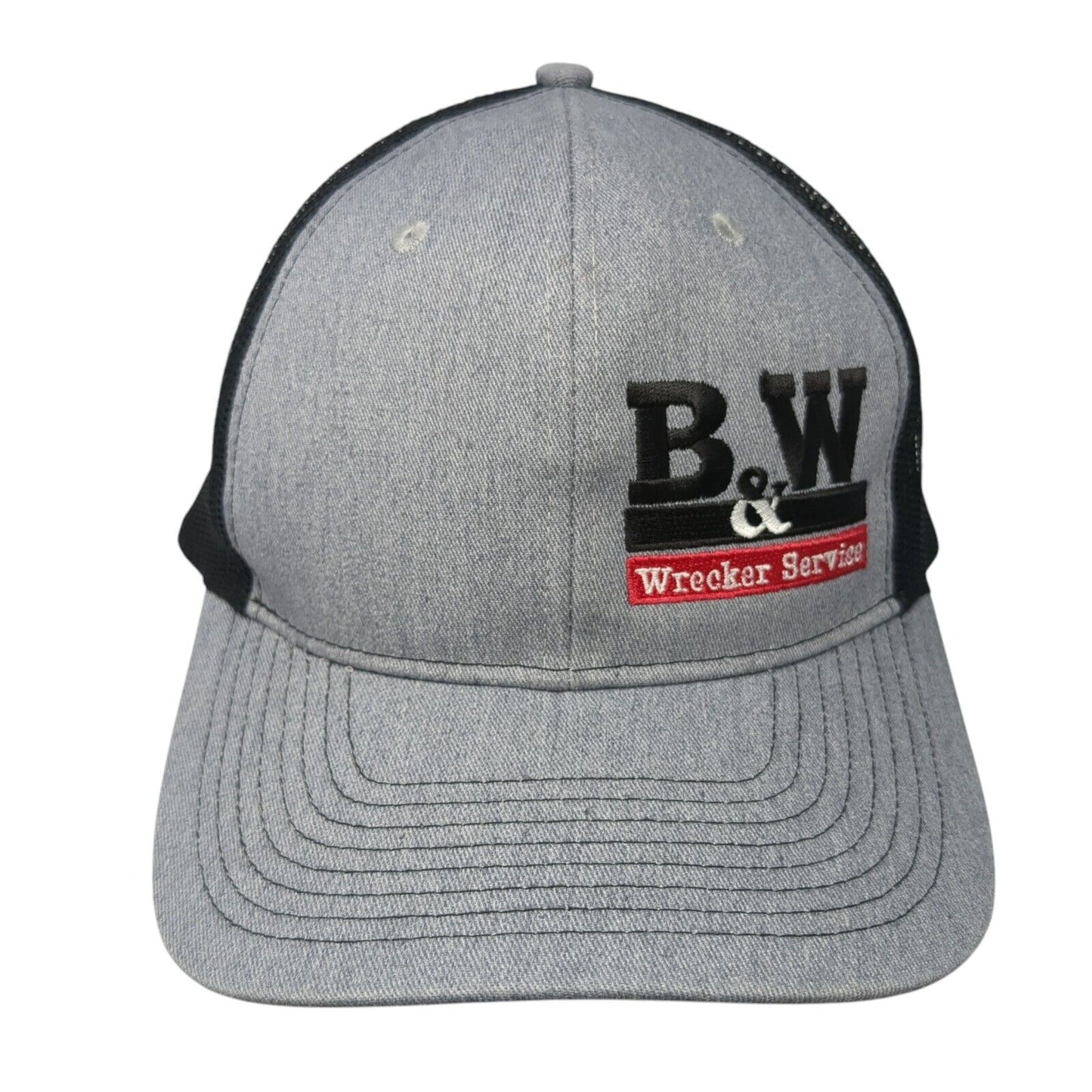 B&W Wrecker Service Snapback Trucker Hat Gray One Size Adjustable Port Authority