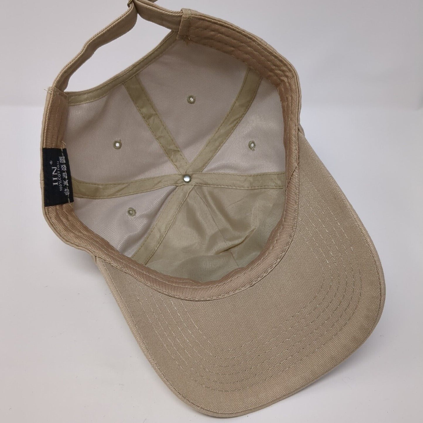 American Flag Slideback Hat Tan One Size Adjustable Embroidered Patriotic IIN