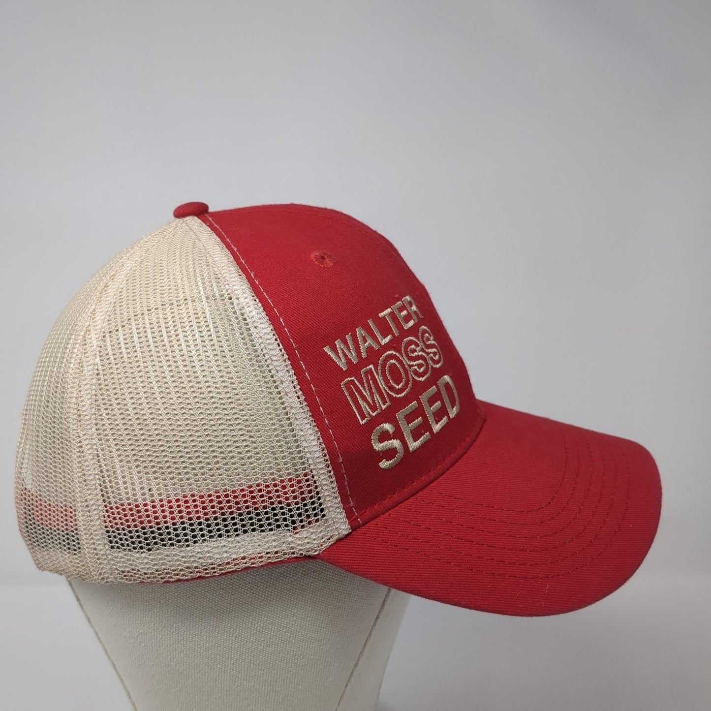 Walter Moss Seed Trucker Hat Red One Size Adjustable Mesh Back George Andrie