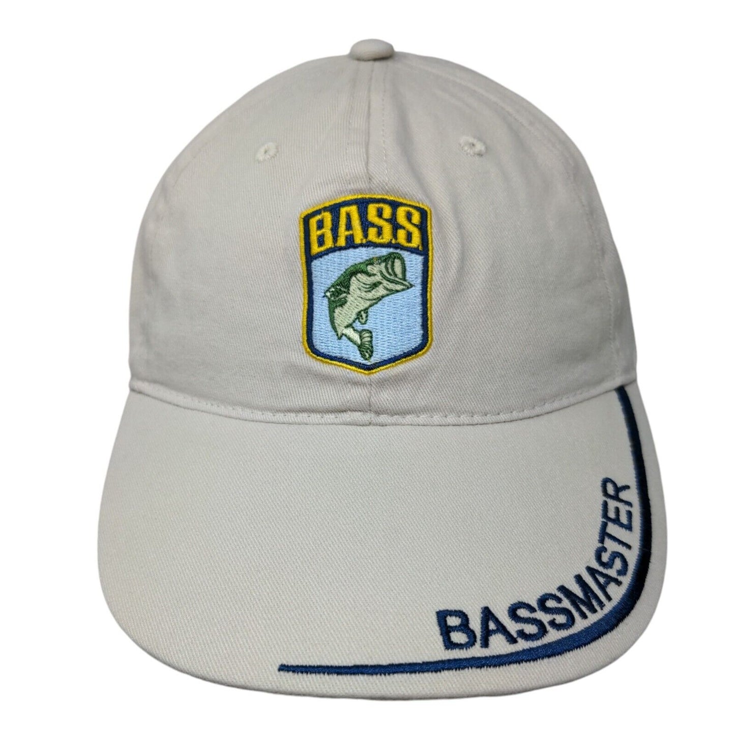 Bass Master Slideback Hat Cream One Size Adjustable Embroidered Patriotic Cotton