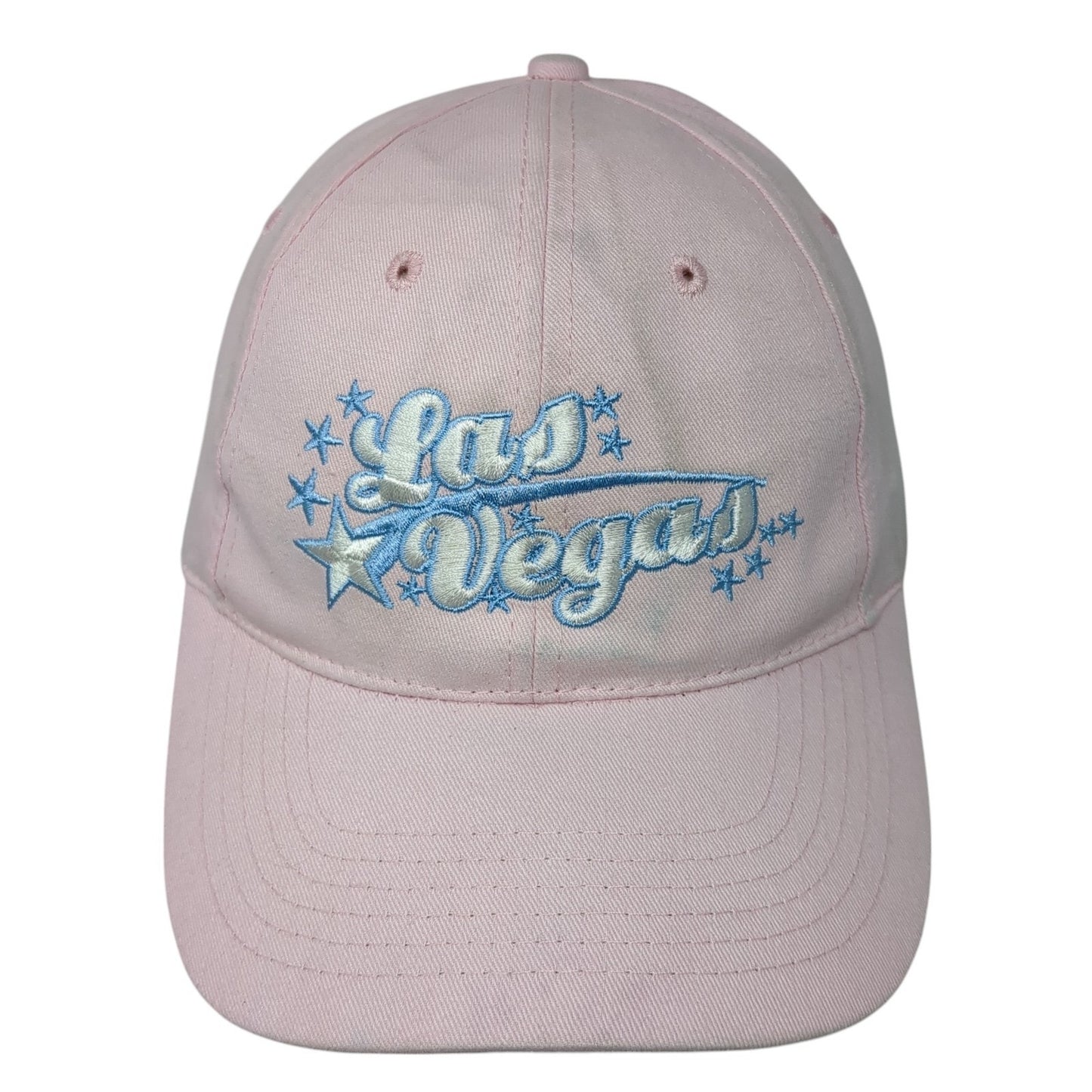 Las Vegas Strapback Baseball Cap Pink One Size Adjustable Embroidered 6 Panel