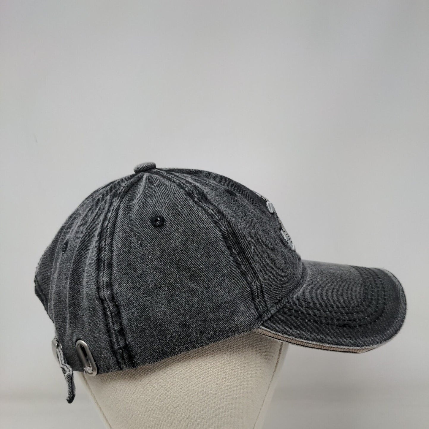 Anchor Slideback Hat Gray One Size Adjustable Embroidered Vented Holes 6 Panel