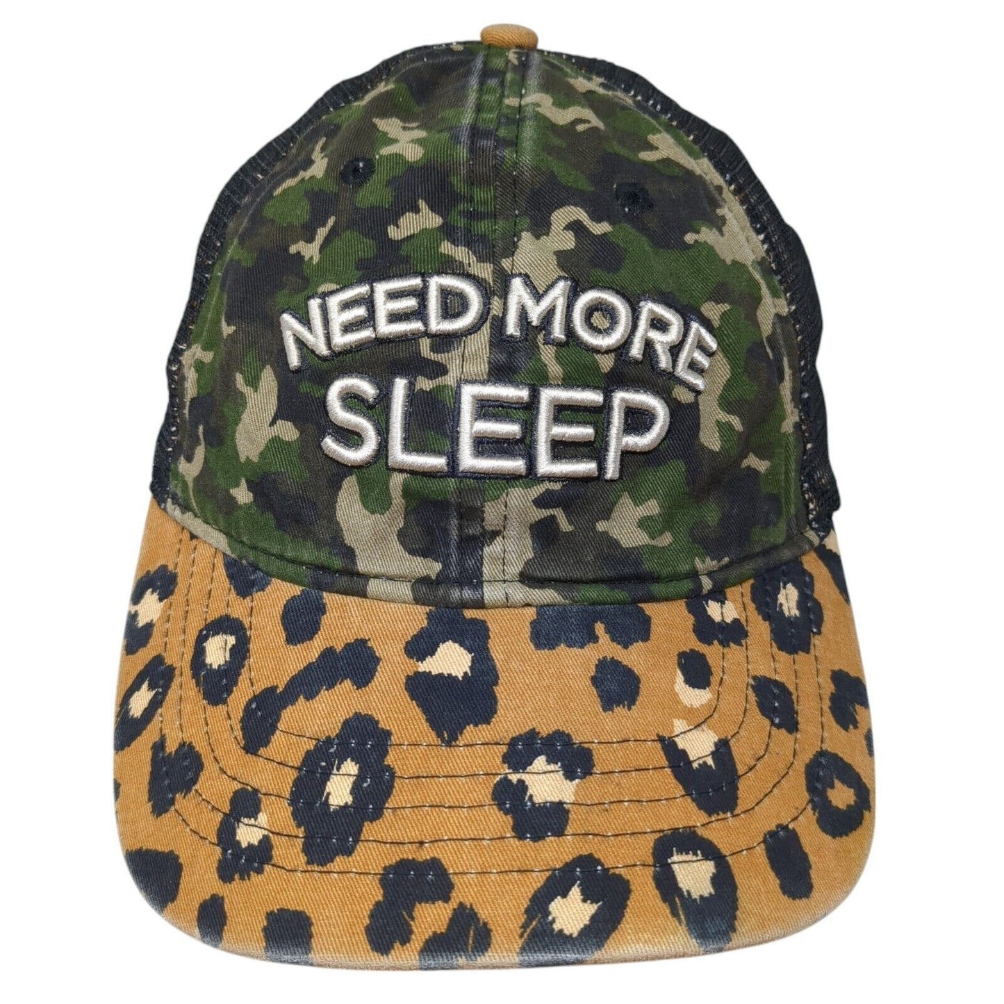 Need More Sleep Slideback Trucker Hat Multi One Size Camo Animal Print
