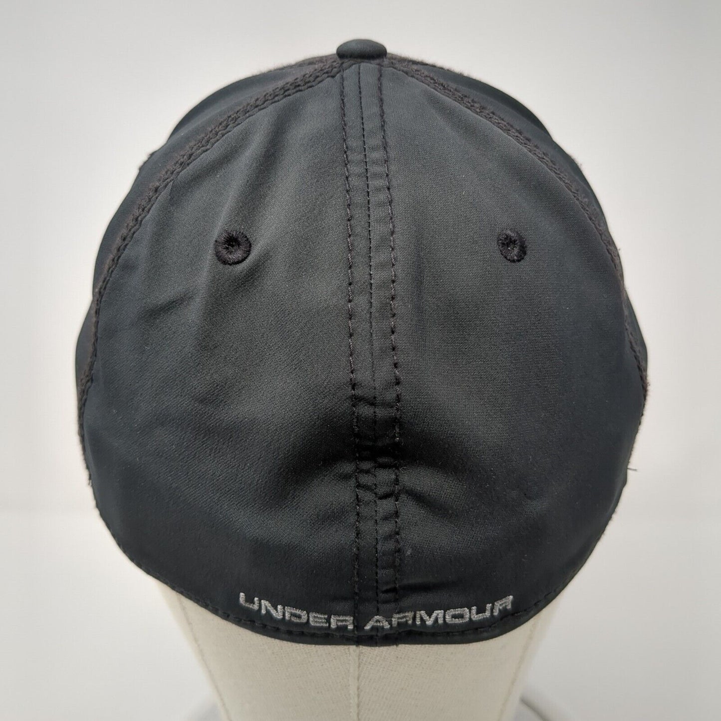 Under Armour Fitted Hat Black L/XL Lightweight Embroidered Vented Holes 6 Panel