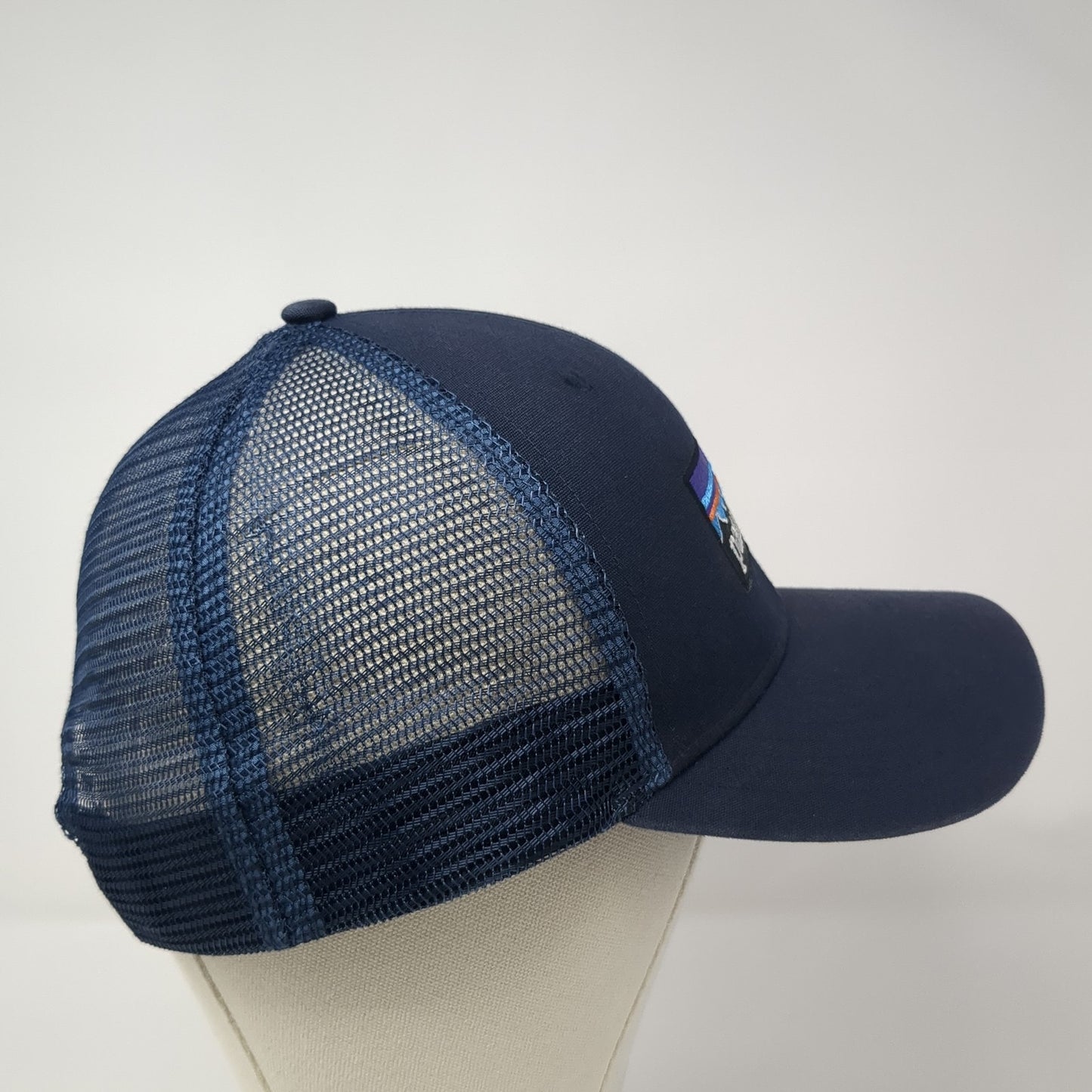 Patagonia P-6 Logo Snapback Trucker Hat Blue One Size Solid Mesh Back