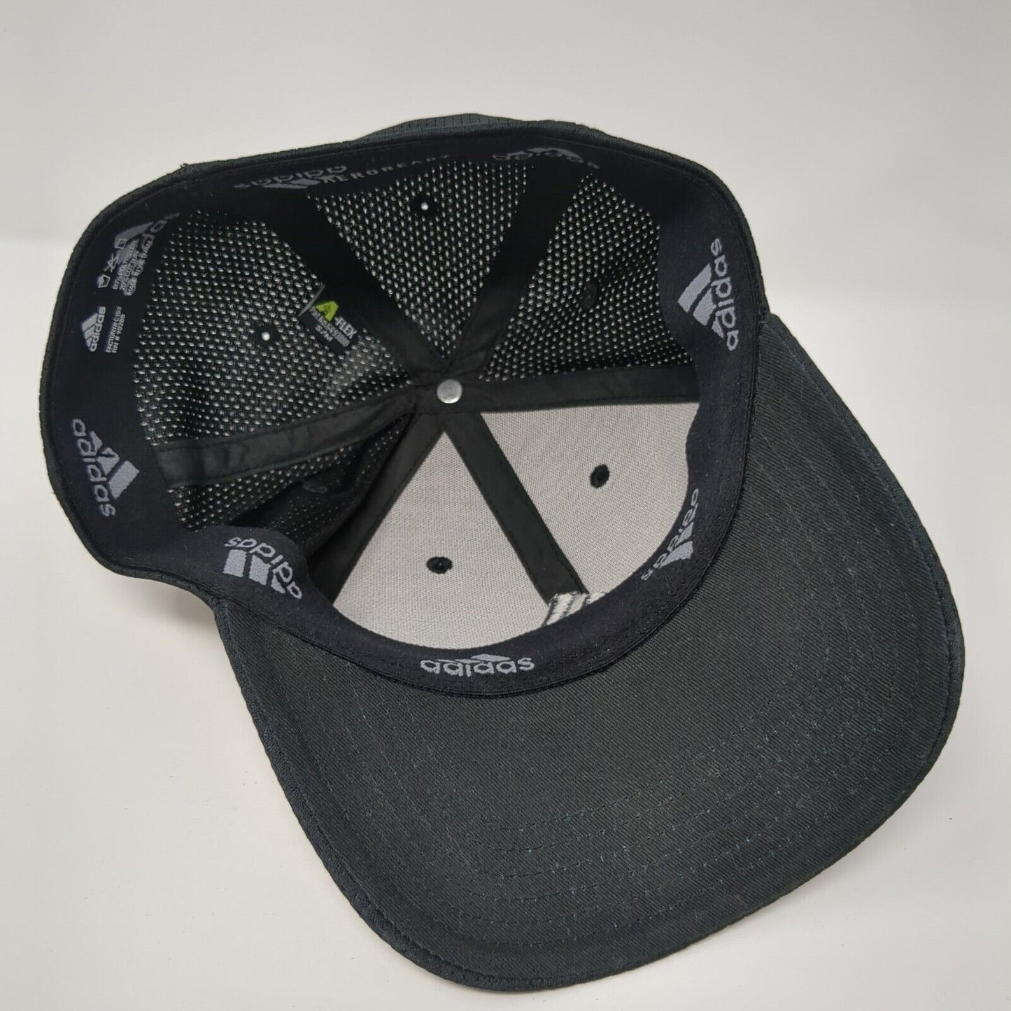 Adidas 3 Stripes Fitted Hat Black One Size Embroidered Logo 6 Panel