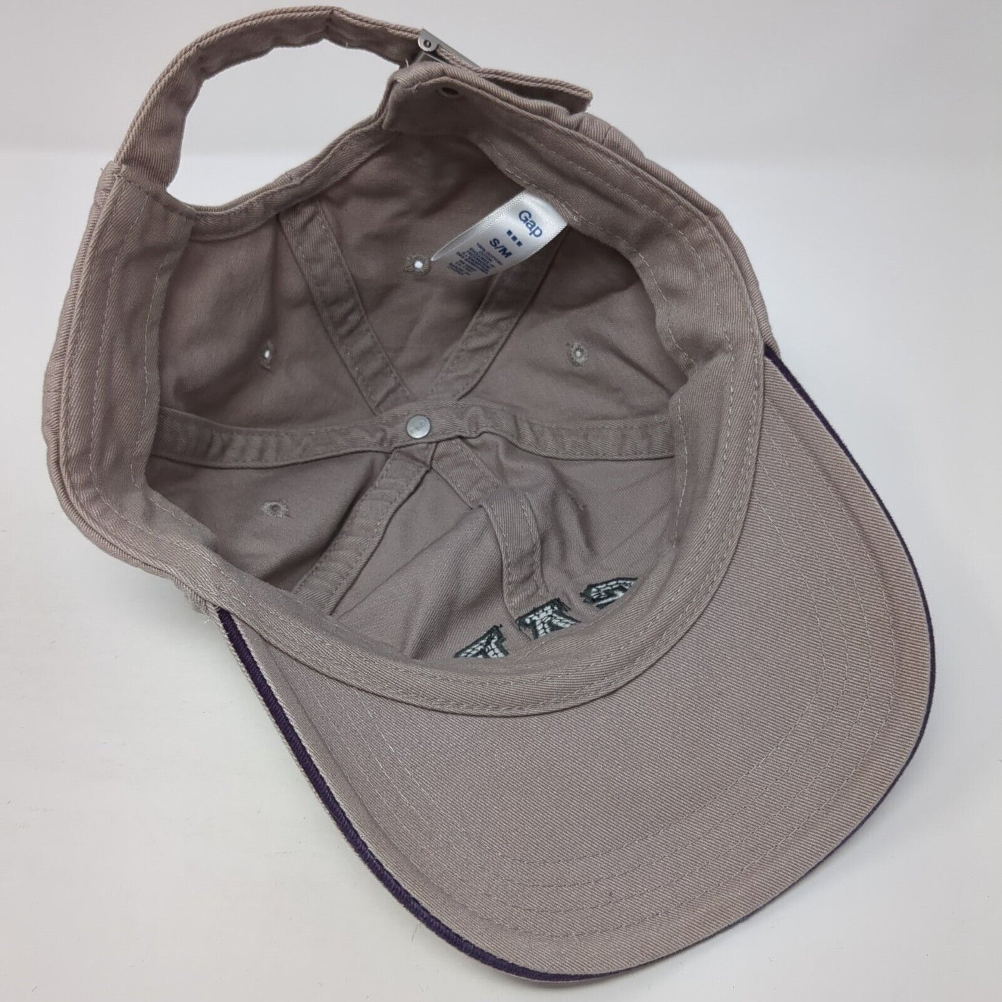 Gap Slideback Hat Brown S/M Embroidered Spell Out Adjustable 6 Panel