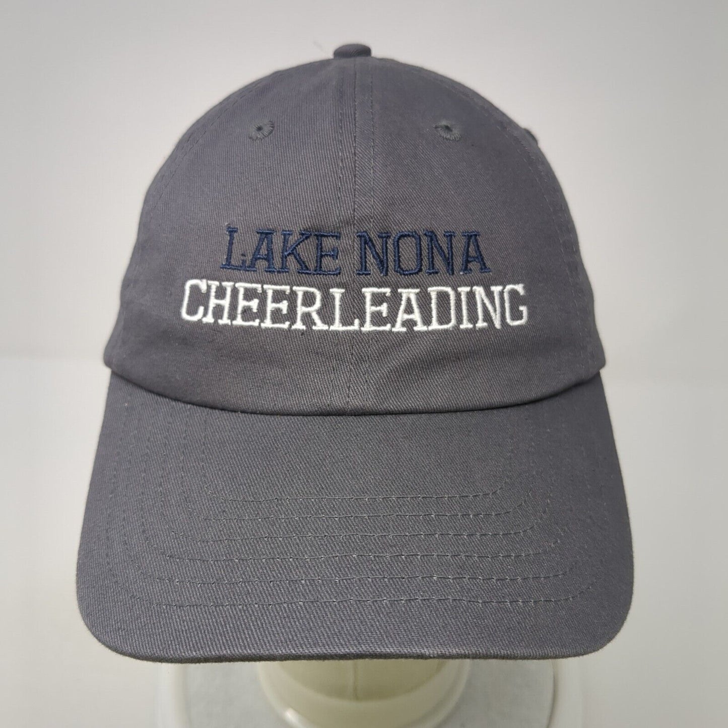 Lake Nona Cheerleading Slideback Hat Gray One Size Adjustable Embroidered BIG X