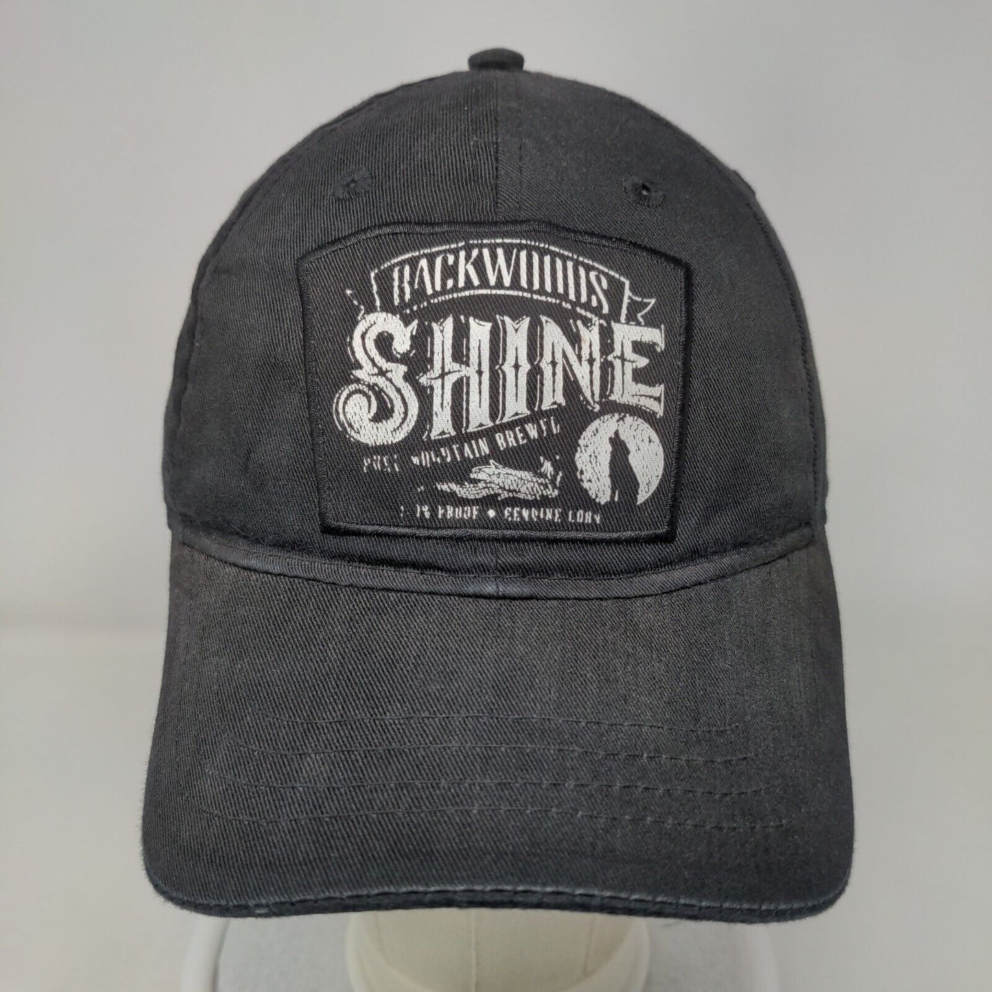 Backwoods Shine Snapback Hat Black One Size Adjustable Solid 6 Panel