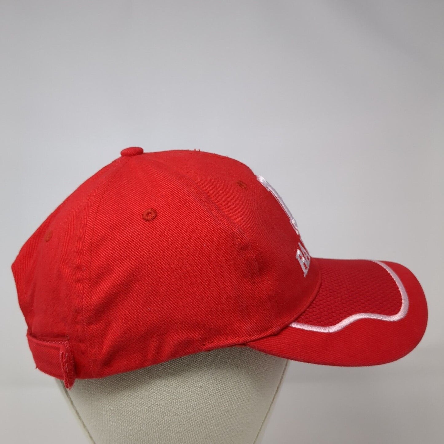 Bahamas Strapback Hat Red OSFA Adjustable Embroidered Solid 6 Panel