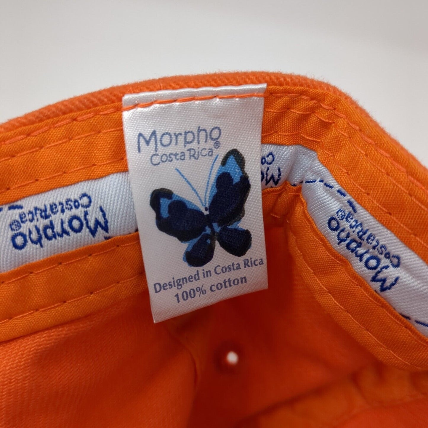 Costa Rica Pura Vida Strapback Hat Orange One Size Embroidered Morpho