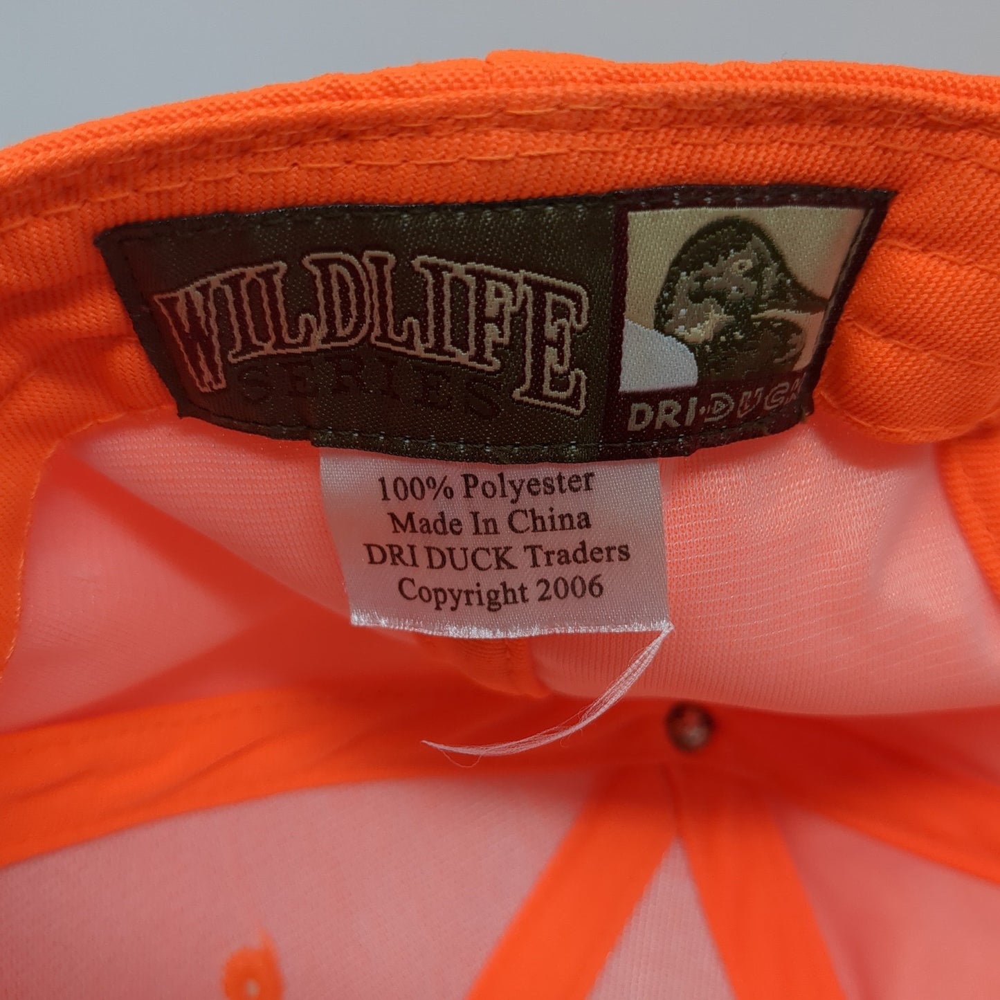 Wild Life Dri-Duck Baseball Cap Orange One Size Adjustable Vented Holes 6 Panel