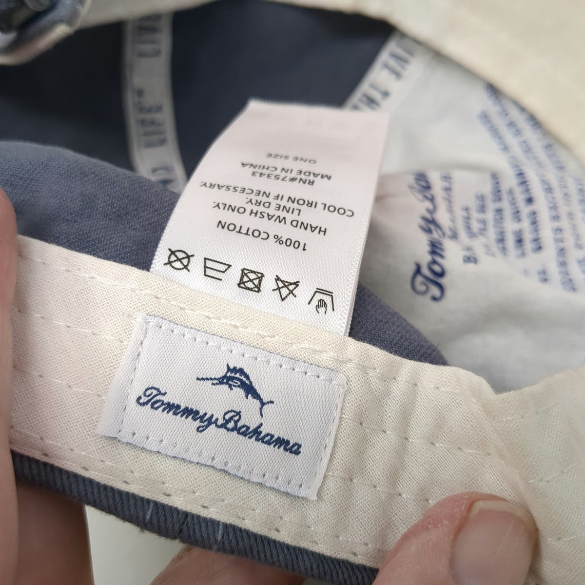 Tommy Bahama Baseball Cap Gray One Size Pink Underbrim Marlin Logo Slideback Hat