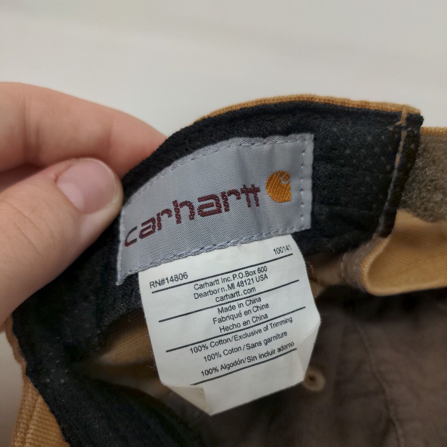 Carhartt Strapback Hat Brown OSFA Adjustable Patch Logo 6 Panel Cotton