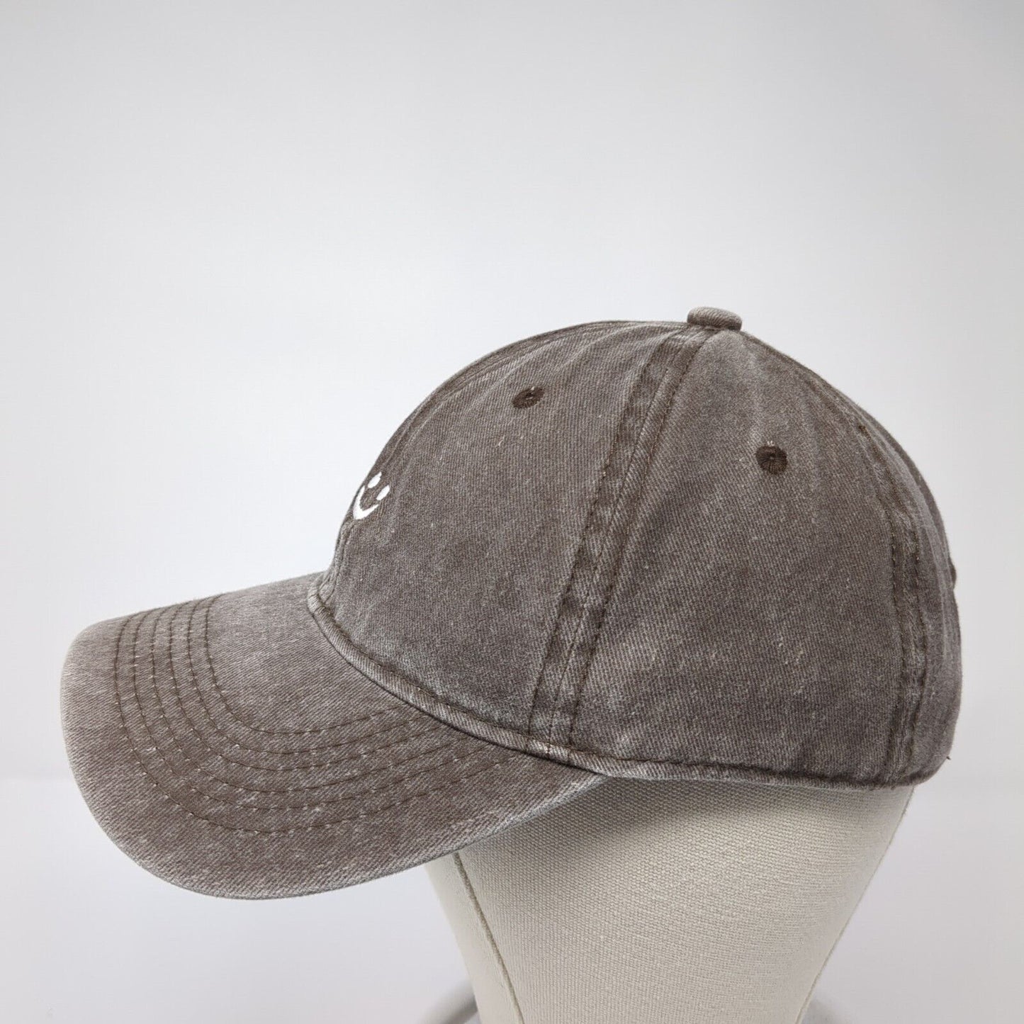 Smiley Face Slideback Hat Brown One Size Adjustable Solid 6 Panel